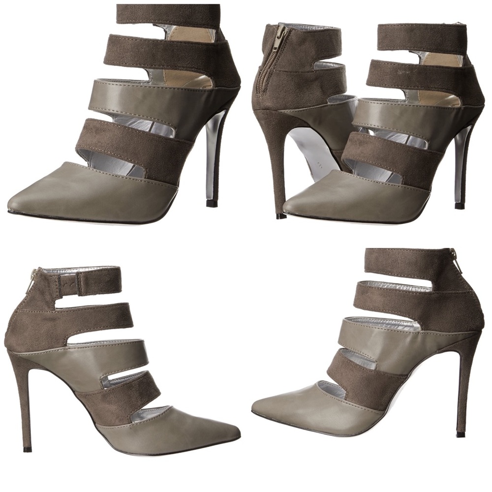 🤍3/$30 Luichiny Strappy Grey caged heels Size 6.5